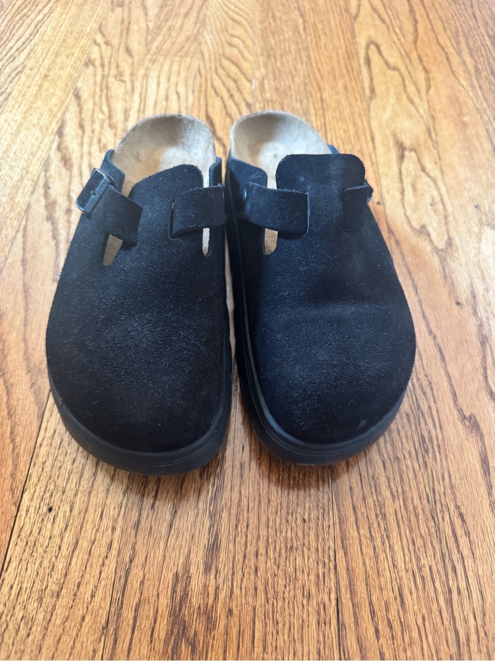 Birkenstock Papillio Black Suede Boston Slip-On Clog